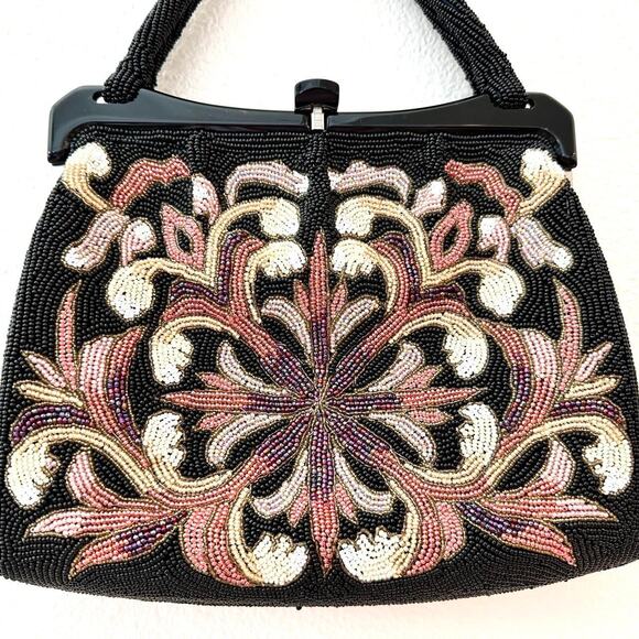 Gorgeous black beaded shoulder bag - Picture 2 of 5